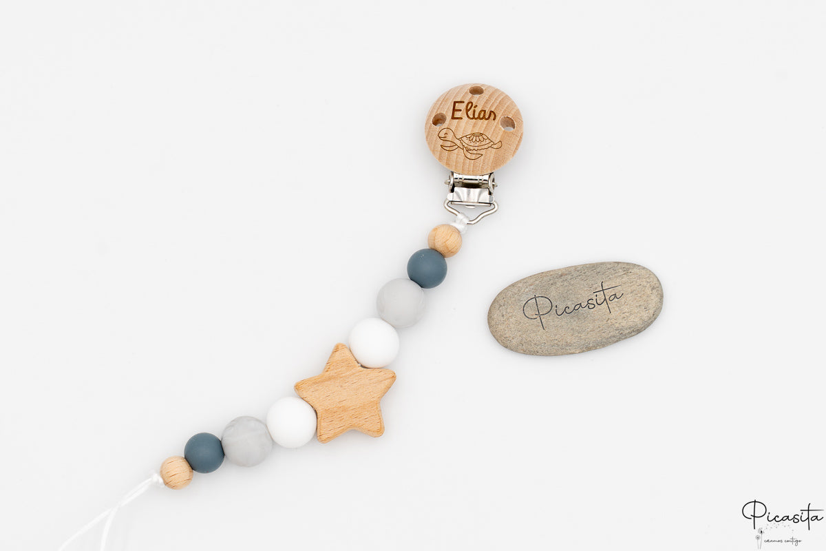 Chupetero Personalizado de Madera y Silicona