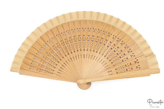 Abanicos de Madera y Tela 40cm Calado