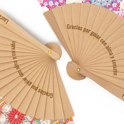 Abanicos de Madera y Tela Estampados Personalizados