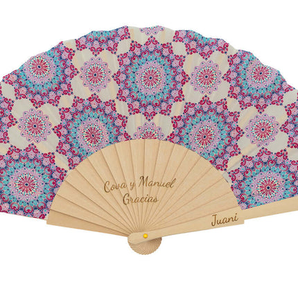 Abanicos de Madera y Tela Estampados Personalizados