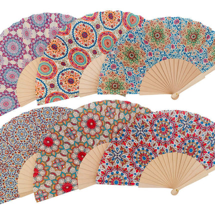 Abanicos de Madera y Tela Estampados Personalizados Estampado Floral