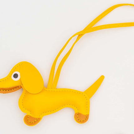 Colgantes para Bolsos de Cuero PU Perro Salchicha Amarillo