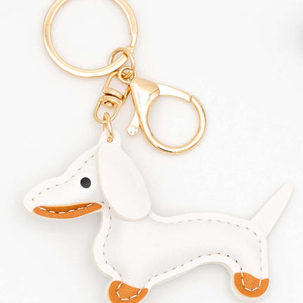 Colgantes para Bolsos de Cuero PU Perro Salchicha Blanco