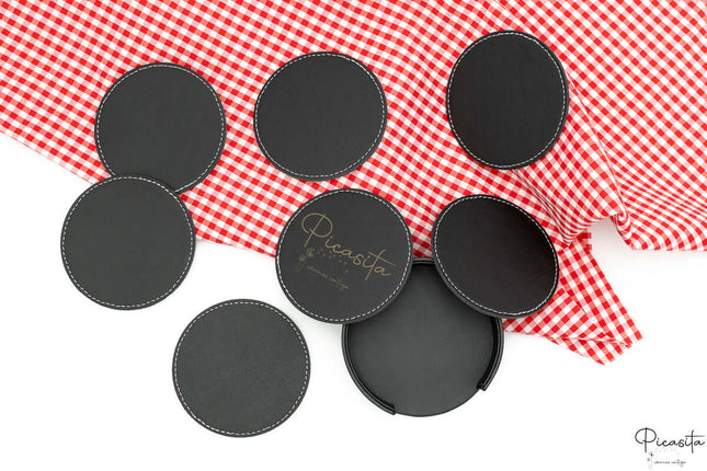 Posavasos de Cuero Sintético Personalizados con Estuche Organizador