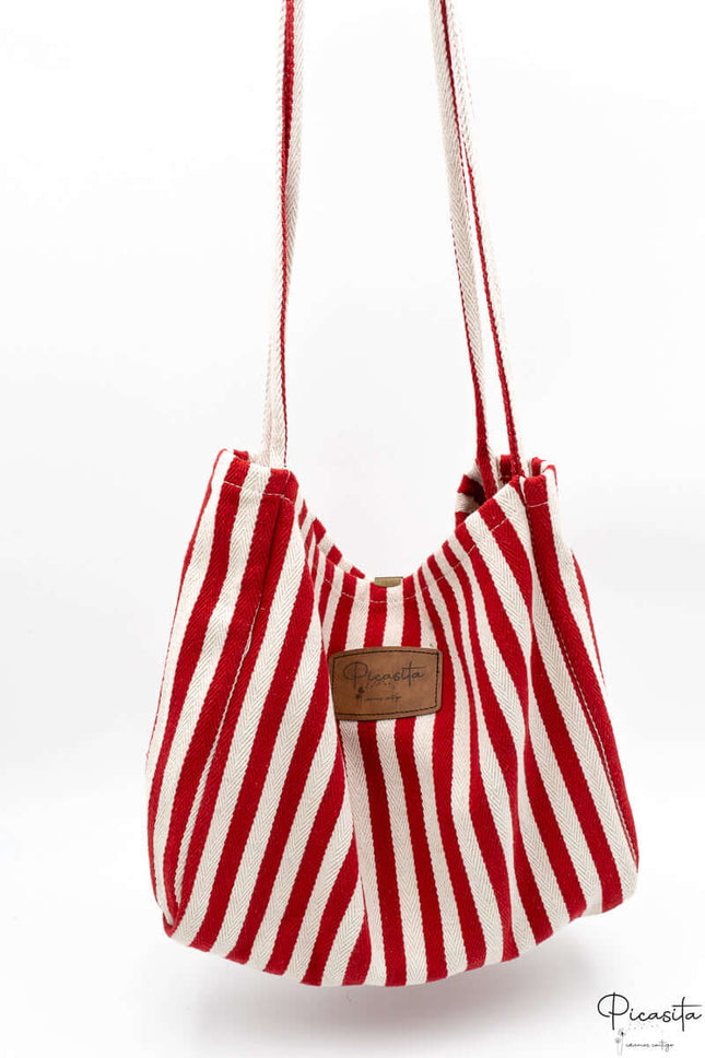 Tote Bag Personalizado con Parche de Cuero PU Rojo