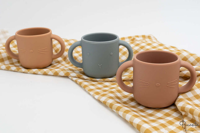 Vaso de silicona de doble asa Caqui