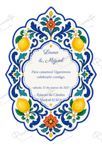 Invitación de boda personalizada diseño Azulejo limón