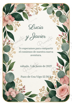 Invitación de boda personalizada diseño Herbario translúcido