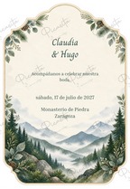 Invitación de boda personalizada diseño Montaña brumosa
