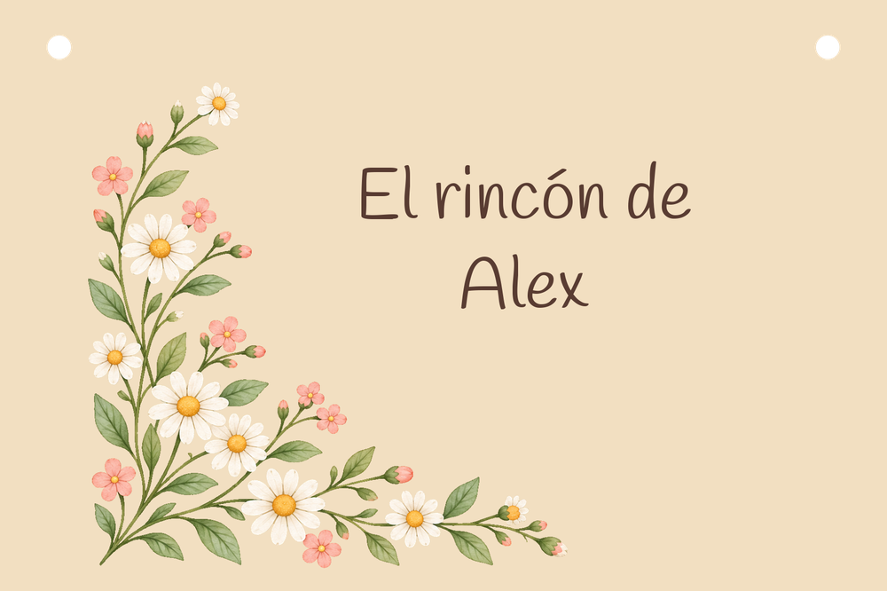 Vista previa dixital do cartel El rincón de Alex con Margaritas pastel.