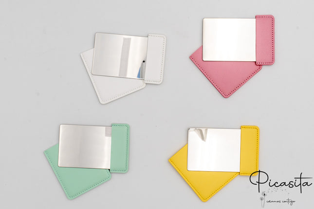 Rectangular Mirror of Steel and PU Leather