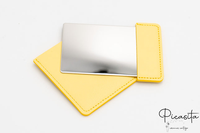 Rectangular Mirror of Steel and PU Leather