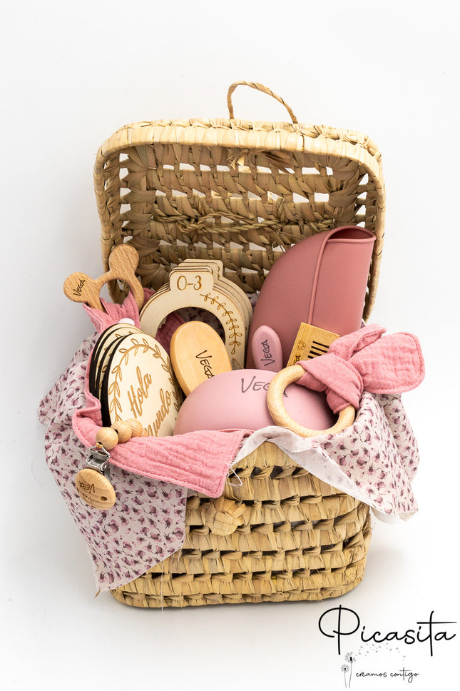 Corbeille Bébé Rose Personnalisée