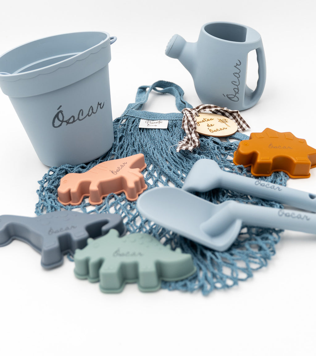Conxunto de Cubos de Praia e Animais de silicona personalizados