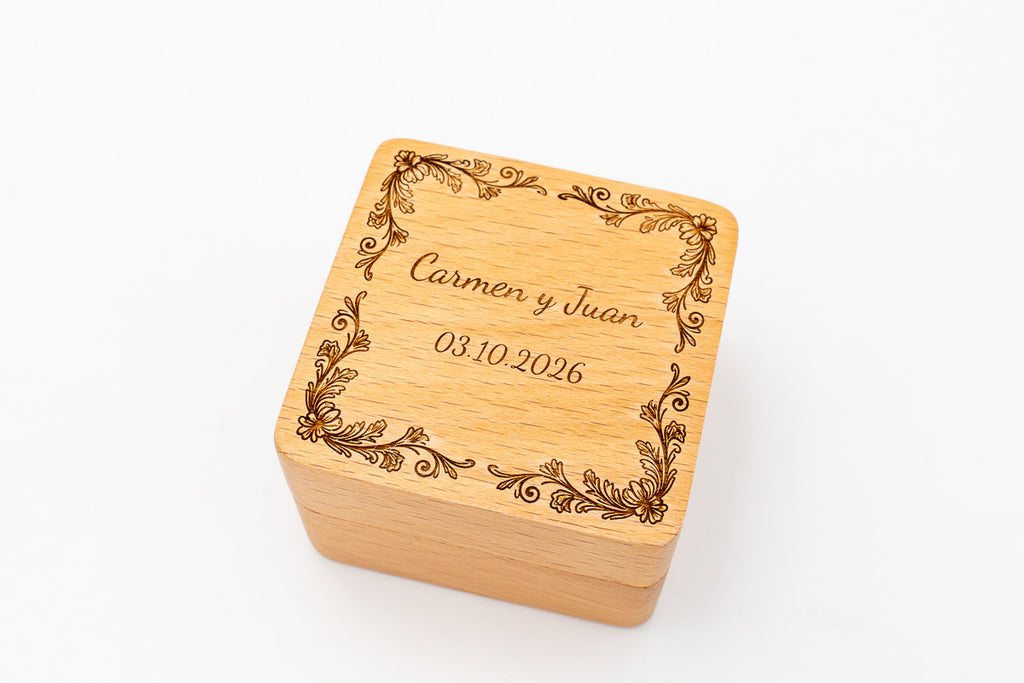 Caja para Anillos de Boda y Compromiso Personalizada