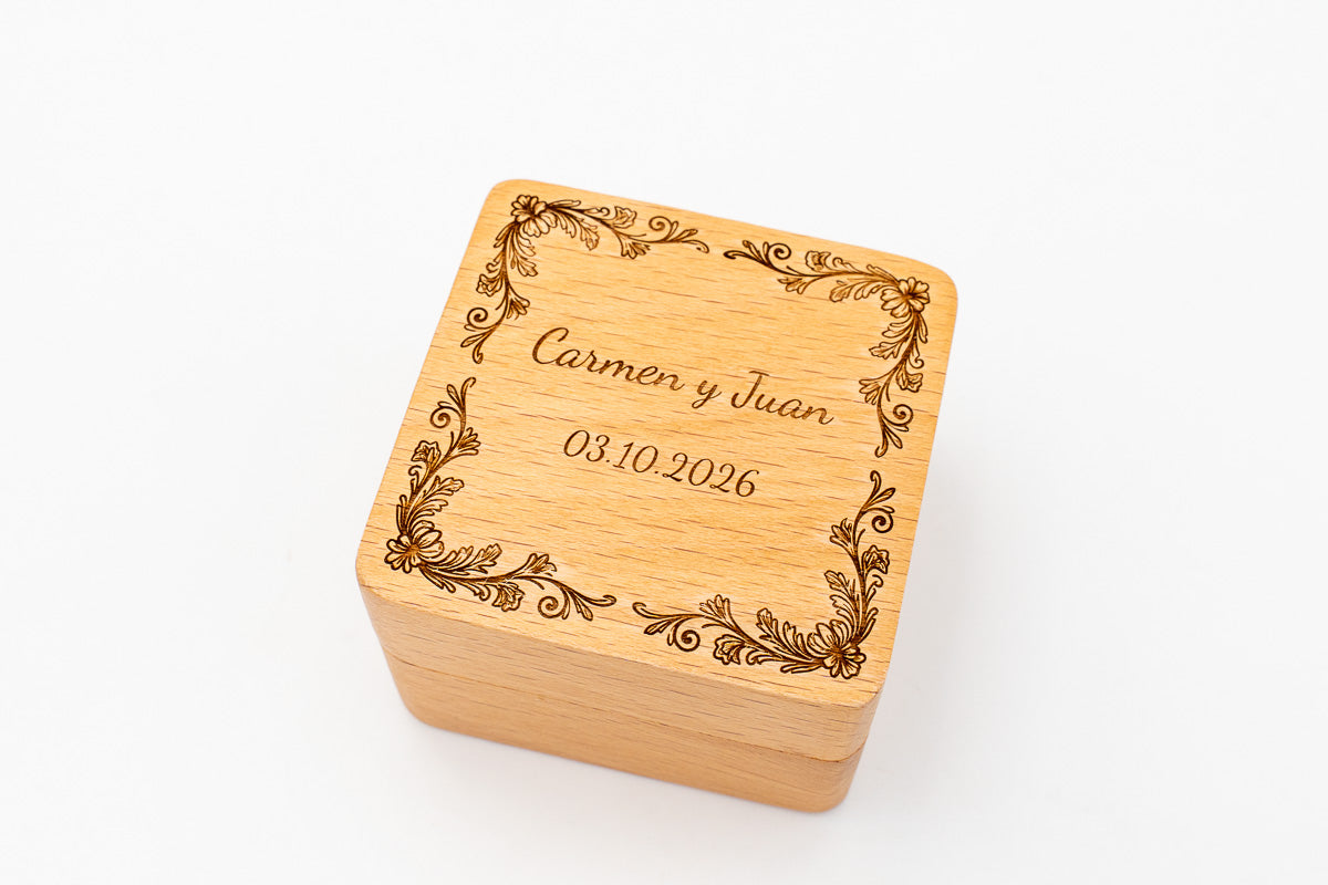 Caja para Anillos de Boda y Compromiso Personalizada