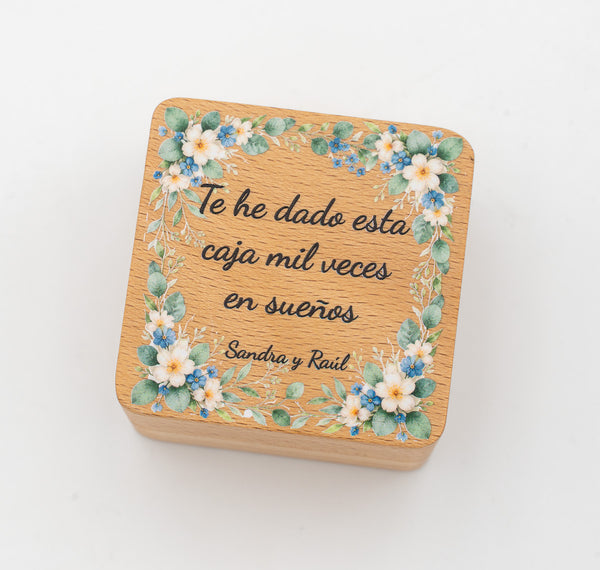 Caja para Anillos de Boda y Compromiso Personalizada