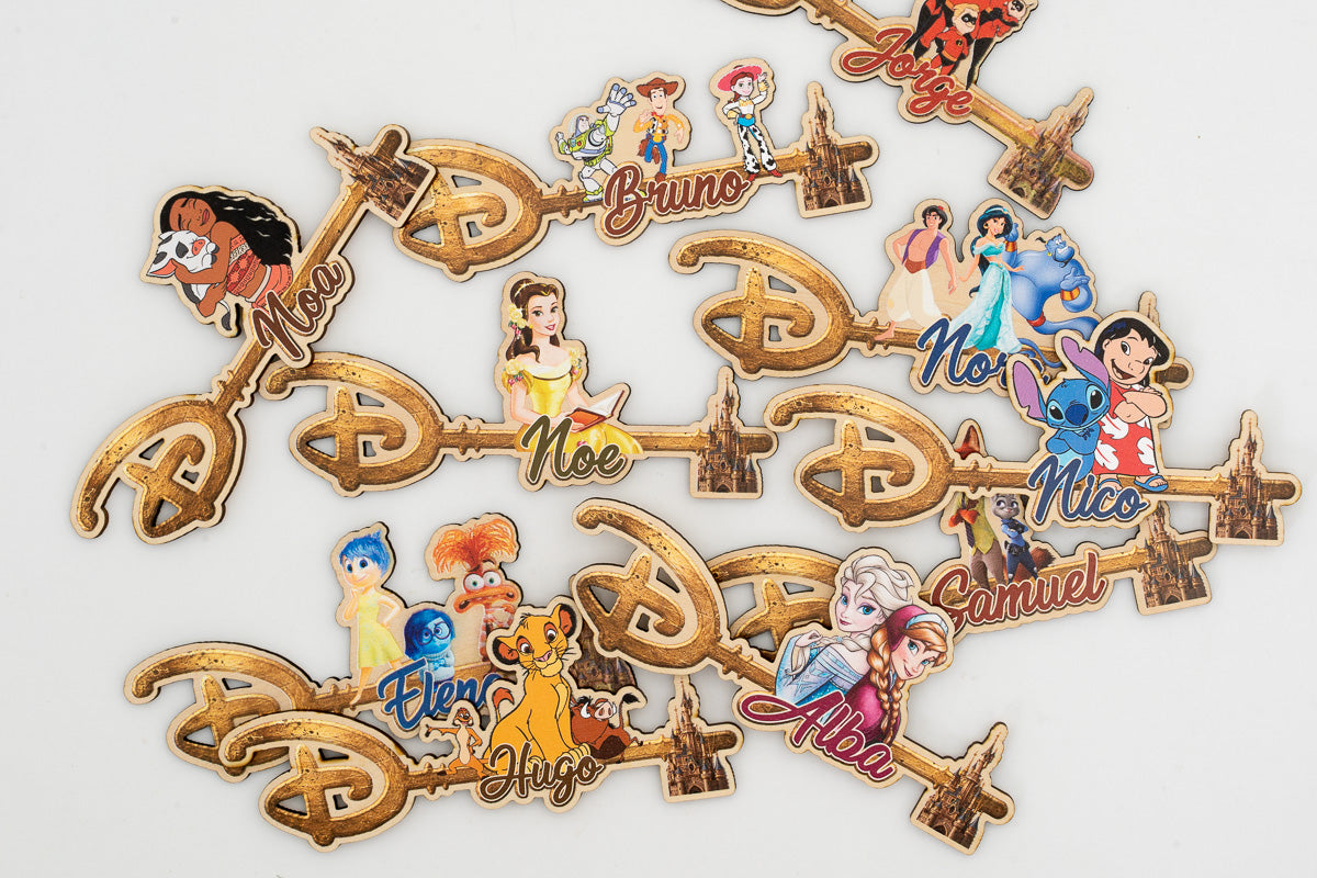Conjunt de claus Disney personalitzades amb noms i motius de pel·lícules