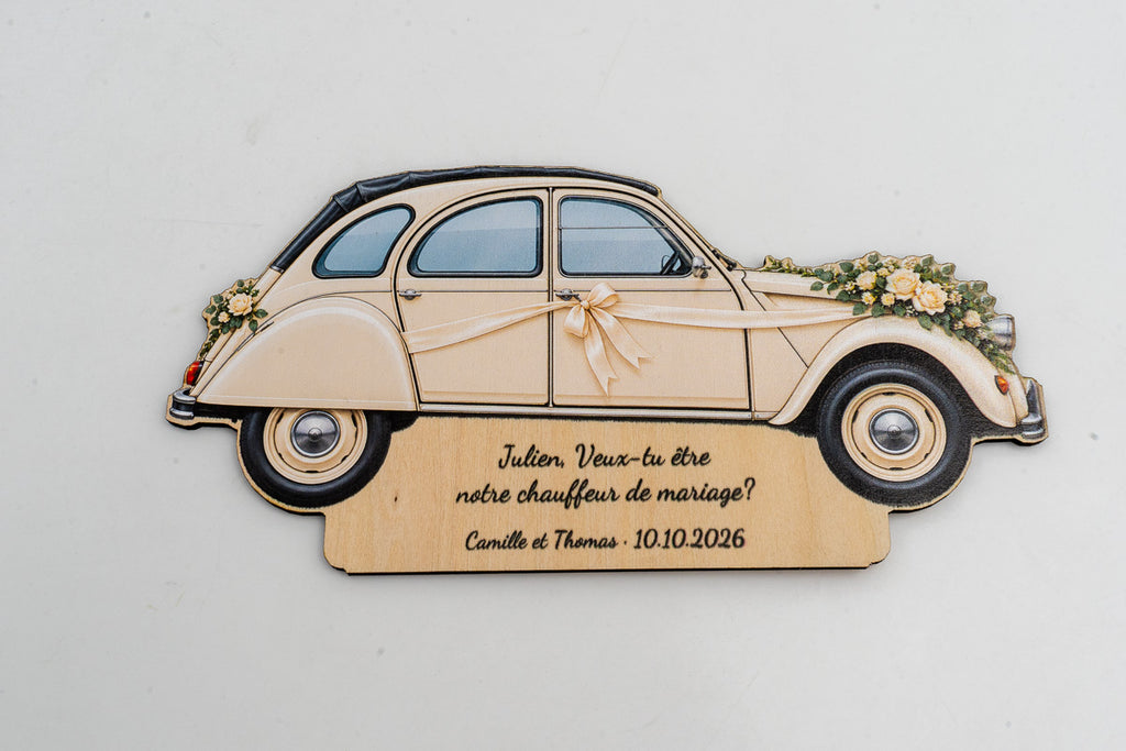 Vols ser el meu Xofer de Casament? — Placa de Fusta Personalitzada