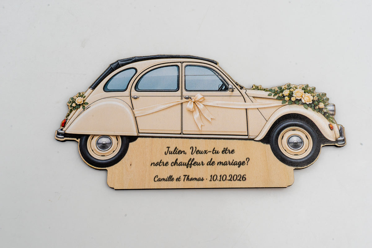 Vols ser el meu Xofer de Casament? — Placa de Fusta Personalitzada