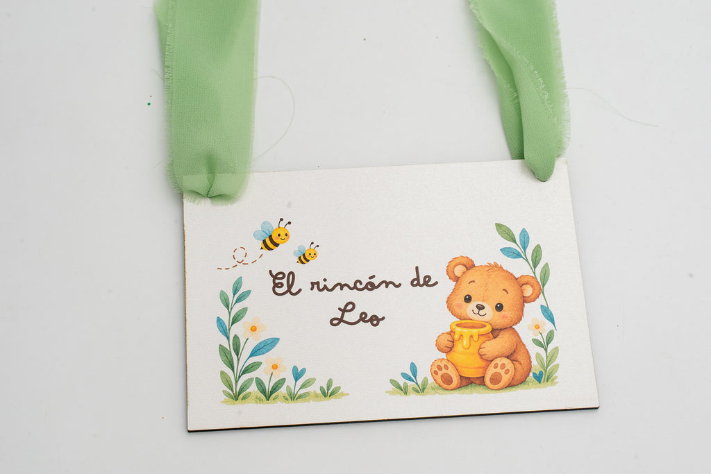 Cartel de Rincones con Nombres en Madera