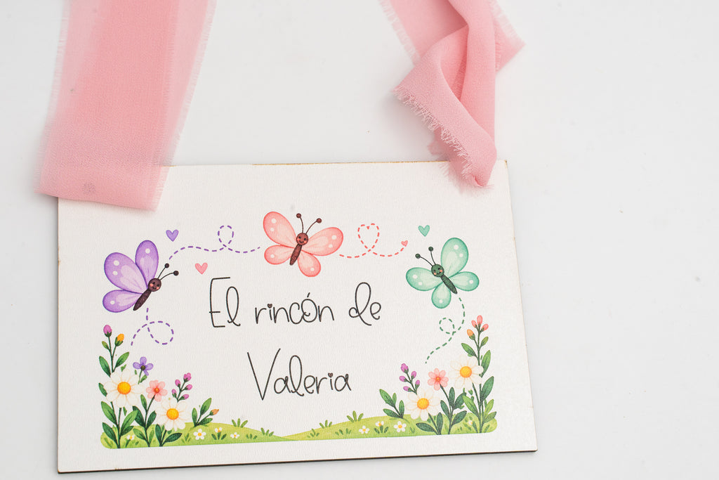 Cartel de Rincones con Nombres en Madera