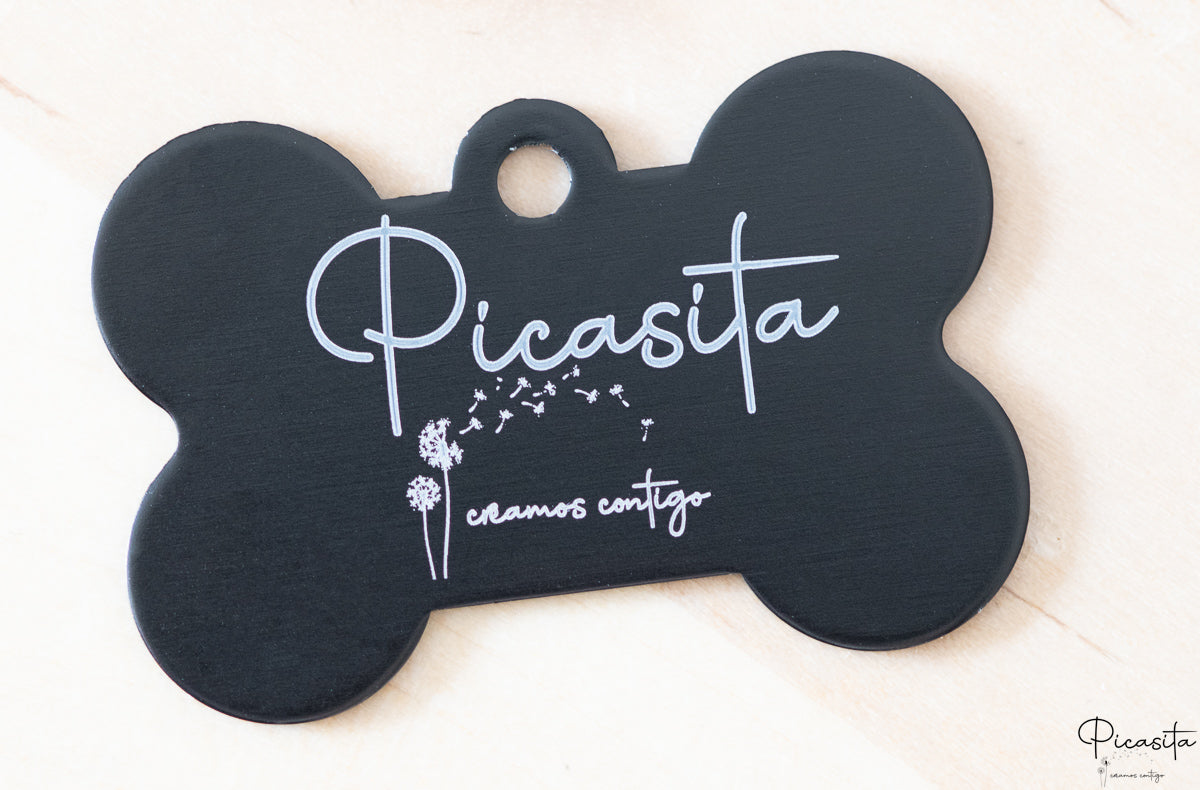 Placa Identificativa para Perro Aluminio (Nombre + Teléfono + QR)