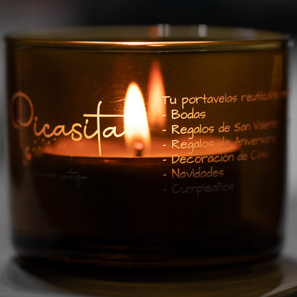 Portavelas de Cristal Personalizado Mediano