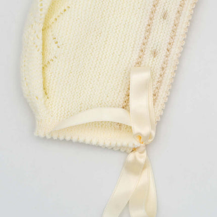 Gorro Recien Nacido Blanco y Beige Modelo 8