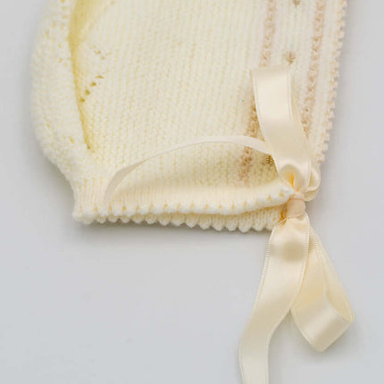 Gorro Recien Nacido Blanco y Beige Modelo 8