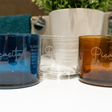 Portavelas de Cristal Personalizado Mediano