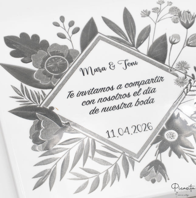 Invitación de Boda Original - Azulejo grabado
