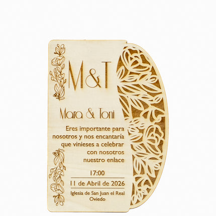 Invitación de boda en madera