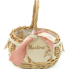 Cesto 15x15x9 con 1 asa y Borlas blancas