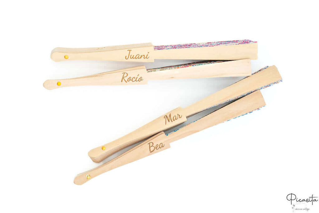 Abanicos de Madera y Tela Estampados Personalizados