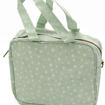 Bolsa de Muda Bebe y Guarderia Sencilla Verde Estrellado