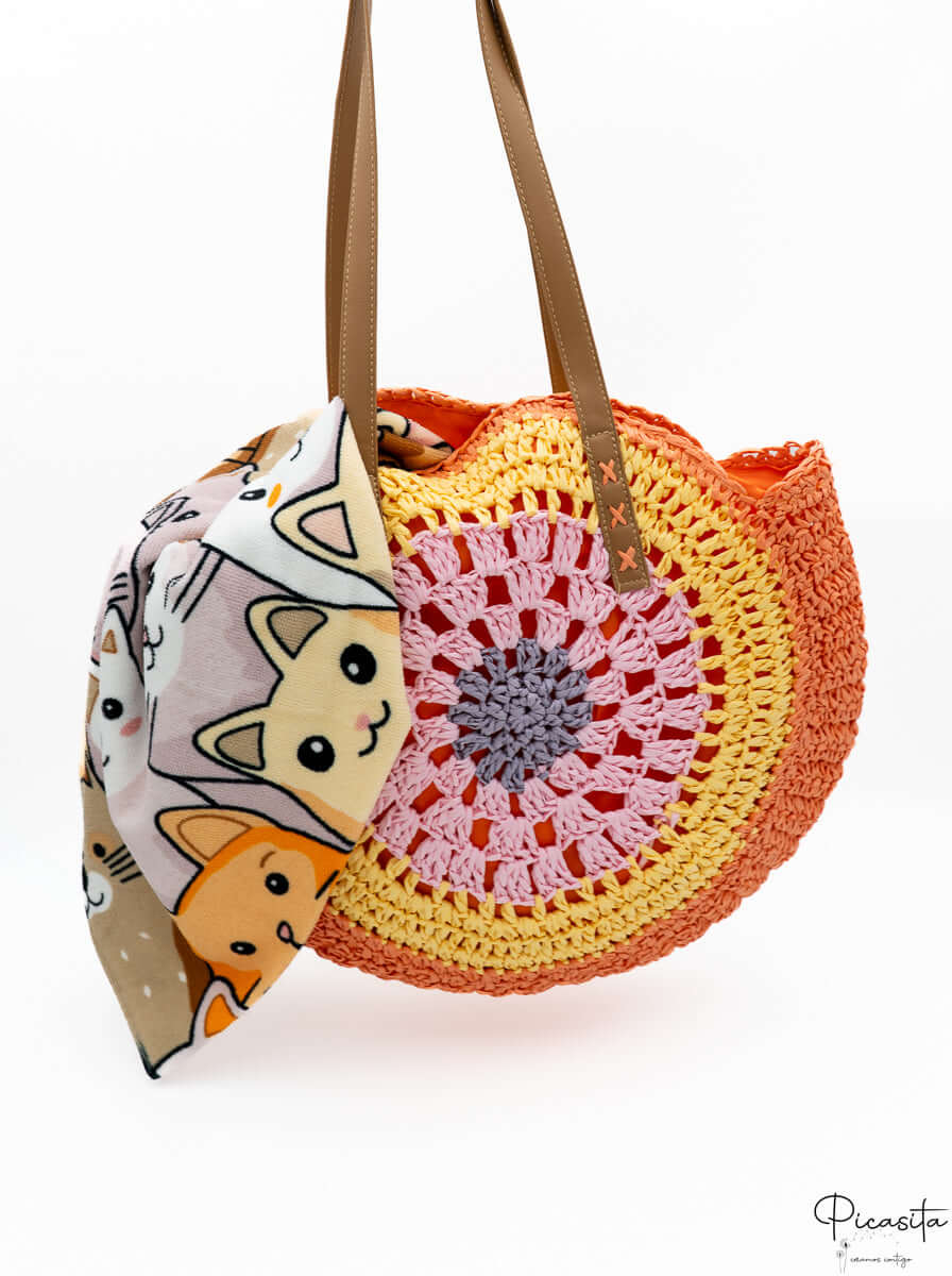Bolso de Playa de Paja Redondo