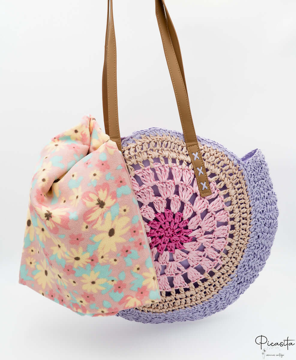 Bolso de Playa de Paja Redondo