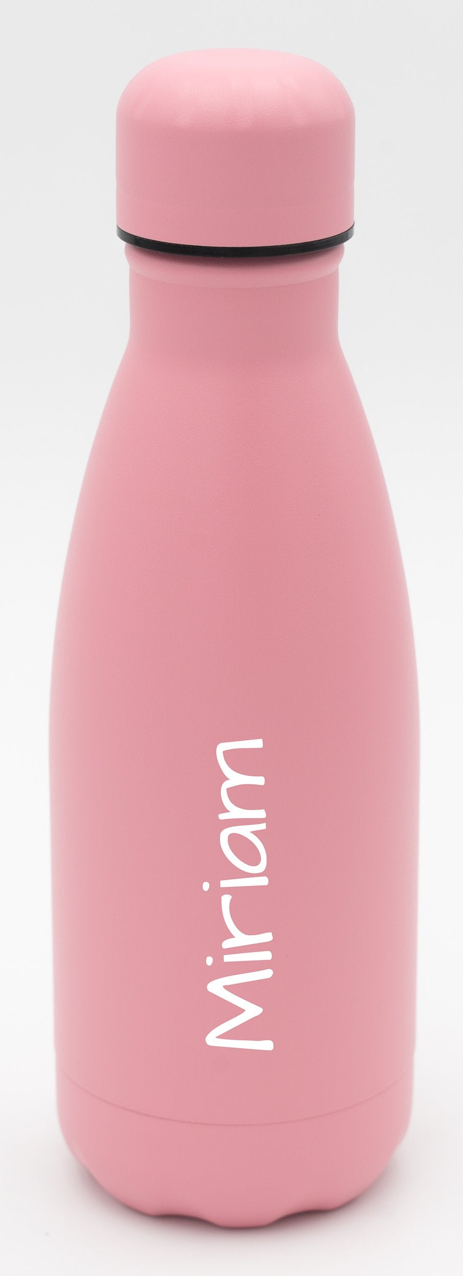 350 ml-ko termo arrosa, Miriam izena bertikalean grabatuta