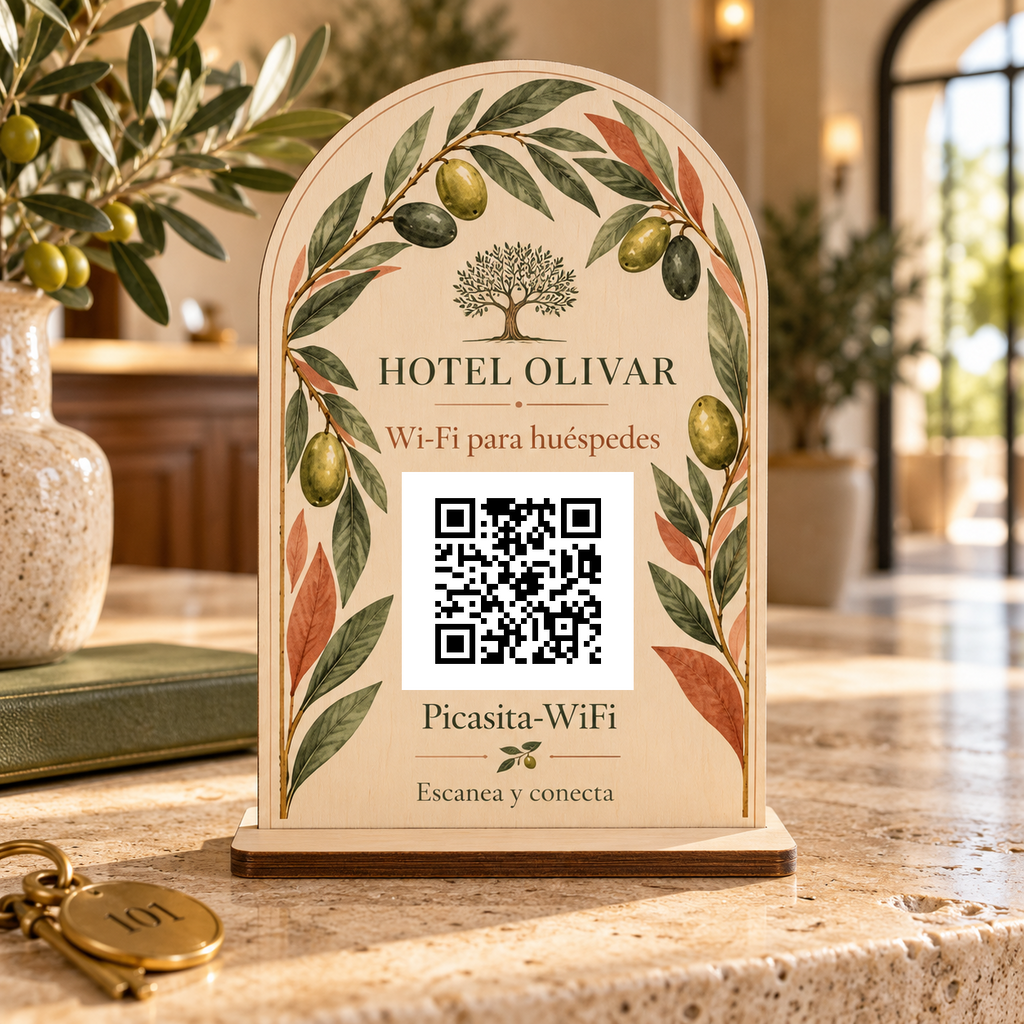 Simulació de Cartell amb QR Wi-Fi botànic · exemple 1