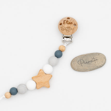 Chupetero Personalizado de Madera y Silicona