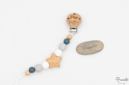 Chupetero Personalizado de Madera y Silicona