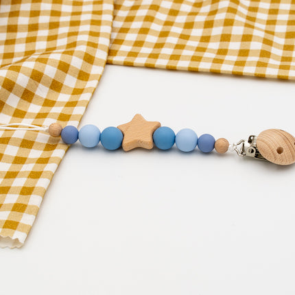 Chupetero Personalizado de Madera y Silicona Madera y Silicona (Azul Claro)