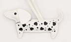 Colgantes para Bolsos de Cuero PU Perro Salchicha Blanco Corazones Negros
