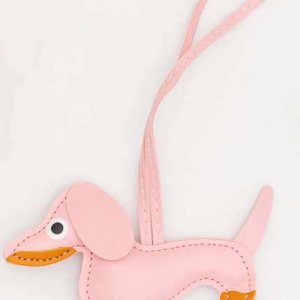 Colgantes para Bolsos de Cuero PU Perro Salchicha Rosa Claro