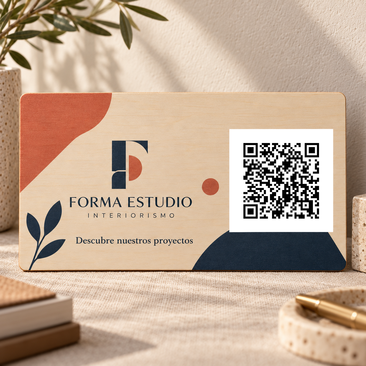 Simulación de Placa corporativa personalizada con QR · vista de detalle