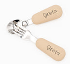 Xogo beige de culler e garfo co nome Greta
