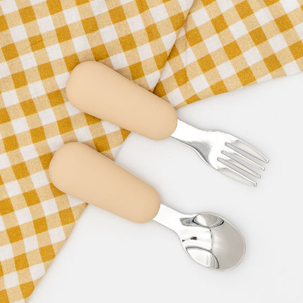 Cubiertos de Aprendizaje Personalizados Beige (pack de 2)(Plastico)