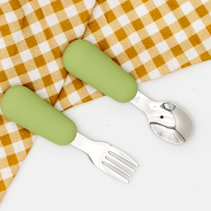 Cubiertos de Aprendizaje Personalizados Verde (pack de 2)(Plastico)