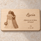 Simulació de placa de dama d’honor en contraxapat, disseny Màxima confiança gravat amb làser, dones d’esquena sense rostres